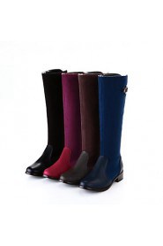 Flocking Women's Chunky Heel Knee High Boots(More Colors)