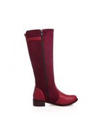 Flocking Women's Chunky Heel Knee High Boots(More Colors)