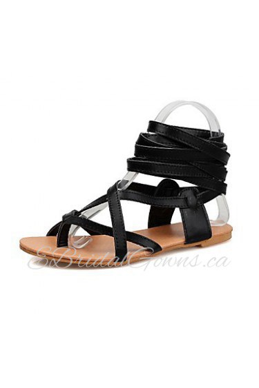 Women's Shoes Flat Heel Gladiator Sandals Outdoor / Dress / Casual Black / Brown / White