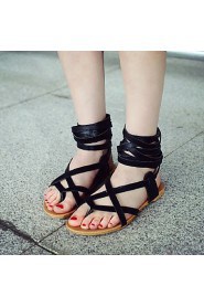 Women's Shoes Flat Heel Gladiator Sandals Outdoor / Dress / Casual Black / Brown / White