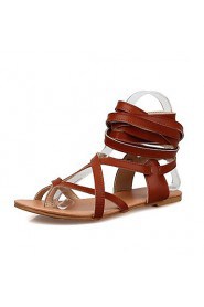 Women's Shoes Flat Heel Gladiator Sandals Outdoor / Dress / Casual Black / Brown / White