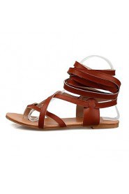 Women's Shoes Flat Heel Gladiator Sandals Outdoor / Dress / Casual Black / Brown / White