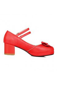 Women's Shoes Round Toe Chunky Heel Pumps with Bowknot Shoes More Colors available