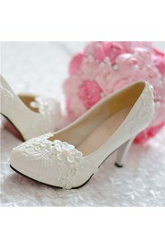 Women's Shoes Leather Stiletto Heel Heels/Pointed Toe Pumps/Heels Wedding/Party & Evening White