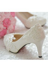 Women's Shoes Leather Stiletto Heel Heels/Pointed Toe Pumps/Heels Wedding/Party & Evening White