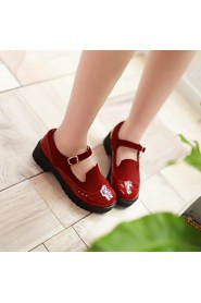 Women's Shoes Platform Round Toe Chunky Heel Patent Leather Pumps with Split Joint Shoes More Colors available