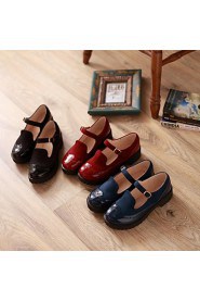 Women's Shoes Platform Round Toe Chunky Heel Patent Leather Pumps with Split Joint Shoes More Colors available