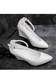 Women's Shoes Leatherette Wedge Heel Wedges Heels Wedding / Party & Evening / Casual Black / Red / White