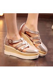 Women's Shoes Leatherette Platform Platform / Gladiator / Square Toe Sandals Dress Black / White / Silver / Gold