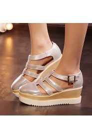 Women's Shoes Leatherette Platform Platform / Gladiator / Square Toe Sandals Dress Black / White / Silver / Gold