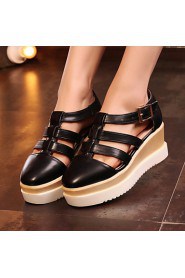 Women's Shoes Leatherette Platform Platform / Gladiator / Square Toe Sandals Dress Black / White / Silver / Gold