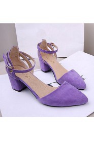 Women's Shoes OL Chunky Heel Pointed Toe PumpsBlack/Blue/Pink/Purple