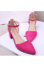 Women's Shoes OL Chunky Heel Pointed Toe PumpsBlack/Blue/Pink/Purple