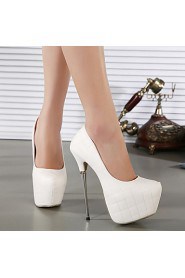 Women's Shoes Leatherette Stiletto Heel Round Toe Heels Party & Evening / Dress Black / White