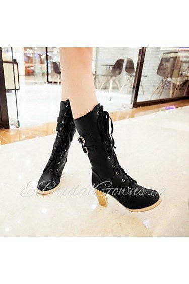 Women's Shoes Round Toe Chunky Heel Mid-Calf Boots More Colors available