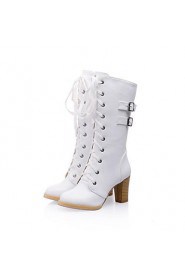 Women's Shoes Round Toe Chunky Heel Mid-Calf Boots More Colors available