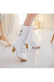 Women's Shoes Round Toe Chunky Heel Mid-Calf Boots More Colors available