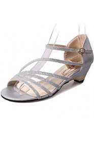 Women's Shoes Chunky Heel Open Toe Sandals Dress Black/Silver/Beige