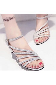 Women's Shoes Chunky Heel Open Toe Sandals Dress Black/Silver/Beige