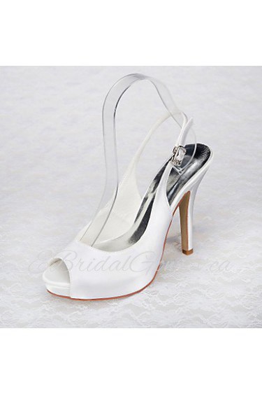 Women's Shoes Satin Stiletto Heel Heels / Platform Sandals Wedding / Dress / Party & Evening White