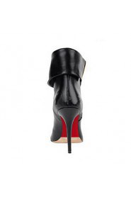 Women's Shoes Leather Stiletto Heel Fashion Boots / Bootie Boots Wedding / Party & Evening / Dress Black