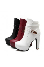 Women's Shoes Chunky Heel Fashion Boots Boots Party & Evening/Dress Black/Red/White