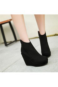 Women's Shoes Fleece Wedge Heel Wedges/Fashion Boots/Round Toe Boots Dress/Casual Black/Brown/Burgundy/White