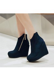 Women's Shoes Fleece Wedge Heel Wedges/Fashion Boots/Round Toe Boots Dress/Casual Black/Brown/Burgundy/White