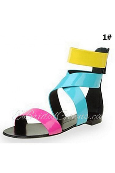 Women's Shoes Fleece / Leatherette Flat Heel Open Toe Sandals Office & Career / Party & Evening / Dress Multi-color