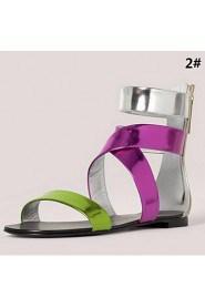 Women's Shoes Fleece / Leatherette Flat Heel Open Toe Sandals Office & Career / Party & Evening / Dress Multi-color