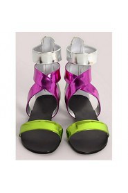 Women's Shoes Fleece / Leatherette Flat Heel Open Toe Sandals Office & Career / Party & Evening / Dress Multi-color