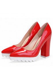 Women's Shoes Chunky Heel Heels/Pointed Toe/Closed Toe Pumps/Heels Dress/Casual Black/Red/White/Silver/Gray