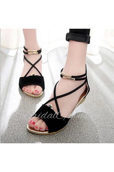 Women's Shoes Wedge Heel Peep Toe / Comfort / Ankle Strap Sandals Outdoor / Casual Black / Blue / Red