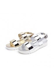 Women's Shoes Patent Leather Flat Heel Slide / Comfort Sandals Dress / Casual Silver / Gold