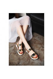 Women's Shoes Patent Leather Flat Heel Slide / Comfort Sandals Dress / Casual Silver / Gold