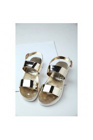 Women's Shoes Patent Leather Flat Heel Slide / Comfort Sandals Dress / Casual Silver / Gold