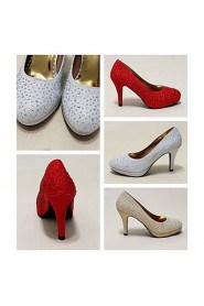 Women's Shoes Leatherette Stiletto Heel Heels Heels Wedding / Casual / Party & Evening Red / Silver / Gold