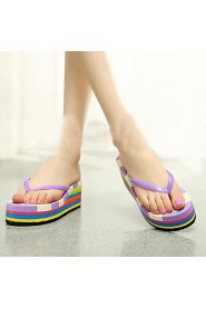 Women's Shoes PVC Flat Heel Flip Flops Slippers Outdoor Blue / Purple / Red