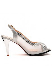 Women's Shoes Synthetic/Patent Leather/Tulle Stiletto Heel Peep Toe Sandals Party & Evening/Dress/Casual Silver/Gold