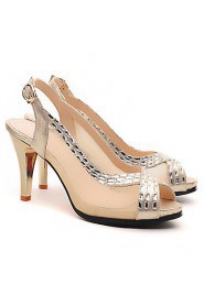 Women's Shoes Synthetic/Patent Leather/Tulle Stiletto Heel Peep Toe Sandals Party & Evening/Dress/Casual Silver/Gold