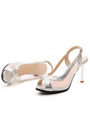 Women's Shoes Synthetic/Patent Leather/Tulle Stiletto Heel Peep Toe Sandals Party & Evening/Dress/Casual Silver/Gold