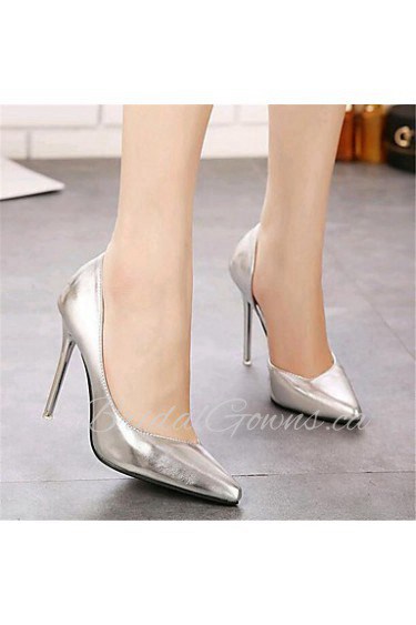 Women's Shoes Leatherette Stiletto Heel Heels Heels Wedding / Party & Evening Silver / Gold