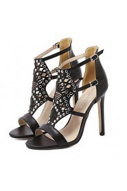 Women's Shoes Leatherette Stiletto Heel Open Toe Sandals Dress Black