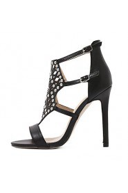 Women's Shoes Leatherette Stiletto Heel Open Toe Sandals Dress Black