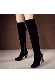 Women's Shoes Fleece Chunky Heel Fashion Boots/Round Toe Boots Dress Black