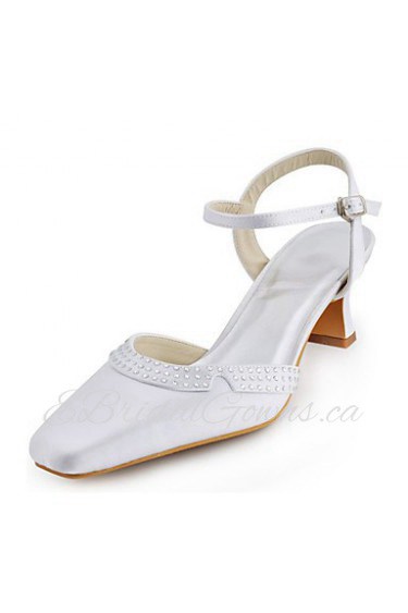 Women's Wedding Shoes Heels / Square Toe Sandals Wedding / Party & Evening / Dress Ivory / White / Silver