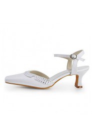 Women's Wedding Shoes Heels / Square Toe Sandals Wedding / Party & Evening / Dress Ivory / White / Silver