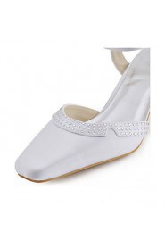 Women's Wedding Shoes Heels / Square Toe Sandals Wedding / Party & Evening / Dress Ivory / White / Silver