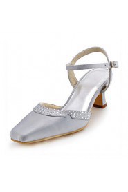 Women's Wedding Shoes Heels / Square Toe Sandals Wedding / Party & Evening / Dress Ivory / White / Silver