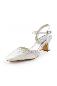 Women's Wedding Shoes Heels / Square Toe Sandals Wedding / Party & Evening / Dress Ivory / White / Silver